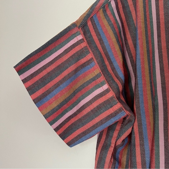 Madewell Courier Button Back Shirt Rainbow Mulled Wine Smith Stripe Contemporary - Picture 6 of 13